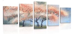 Quadri 5 pezzi – Alberi fioriti ad acquerello