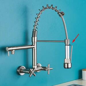 Rubinetto da cucina - Rubinetto a molla con doccetta estraibile - Due maniglie - Installazione a 2 fori - Acciaio inossidabile 304 - Acqua calda e fredda - Nichel spazzolato