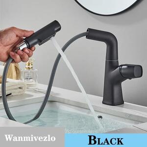 Rubinetto per lavabo - Miscelatore monocomando - Montaggio a filo piano - Per foro singolo - Acqua calda/fredda - Acciaio inossidabile - Cartuccia in Vetroceramica - Nero opaco