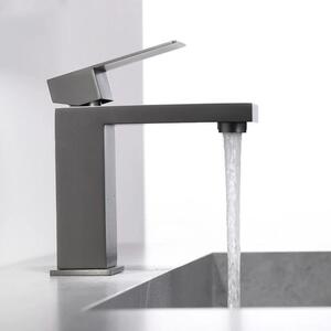 Rubinetto da bagno - Miscelatore per lavabo - Montaggio a vista - Monoforo - Monocomando - Miscelatore caldo/freddo - Valvola in Vetroceramica - Acciaio inossidabile - Rosso bordeaux