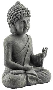 Outsunny Statua da Giardino, Scultura di Buddha Seduto in Ossido di Magnesio, Decorazione Spirituale 32 x 23 x 51 cm, Grigio Scuro | Aosom Italy