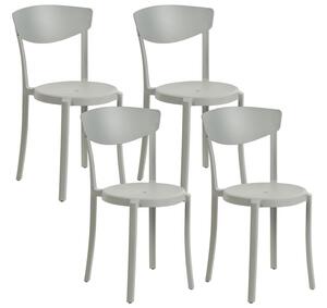 Set di 4 sedie moderne da interno ed esterno in plastica di colore grigio chiaro stile moderno contemporaneo Beliani