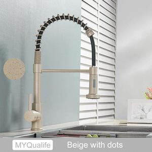 Miscelatore da cucina/lavello - MY204 - Monocomando - Acqua calda e fredda - Montaggio su piano di lavoro - Ottone - Valvola in Vetroceramica - Punti beige - Marrone