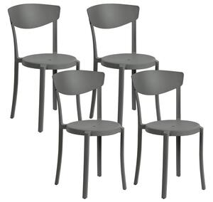Set di 4 sedie moderne da interno ed esterno in plastica di colore grigio scuro stile moderno contemporaneo Beliani