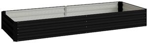 Outsunny Cassettone orto da giardino rettangolare fioriera da esterno 241 x 90,5 x 30 cm lamiera d'acciaio ondulata nero | Aosom Italy
