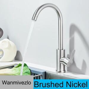 Rubinetto da cucina - Miscelatore monoforo - Getto alto - Orientabile a 360° - Acqua calda/fredda - Monocomando - Nichel spazzolato