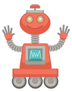 Quadro su tela – Con motivo di robot in rosso