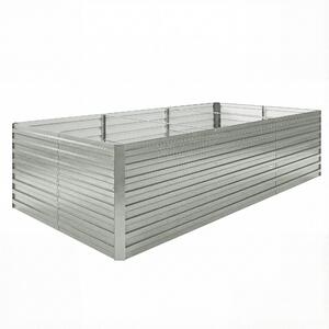 Outsunny Fioriera da esterno, fioriera rialzata galvanizzata con bordo di sicurezza e fondo aperto 240 x 120 x 60 cm grigio argentato | Aosom Italy