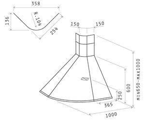 Elica Cappa Cucina Aspirante ad Angolo Larghezza 100 cm Profondit 100 cm colore Acciaio - 56811101A RUBINO ANG IX A/100 IX