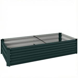 Outsunny Fioriera rettangolare orto da giardino in acciaio galvanizzato con bordo di sicurezza e fondo aperto 150x70x30cm verde | Aosom Italy