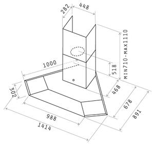 Elica Cappa Cucina Aspirante ad Angolo Larghezza 100 cm Profondit 90 cm colore Acciaio - SYNTHESIS IX A/100 64214507