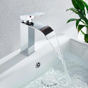 Rubinetto per lavabo - Modello a cascata - Monocomando - Montaggio monoforo - Miscelatore caldo/freddo - Cartuccia in Vetroceramica - Finitura lucida - Corpo in metallo - Rosso bordeaux