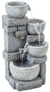 Outsunny Fontana da Giardino con Illuminazione LED Pompa Fontana Decorativa a Cascata 4 Livelli Flusso Regolabile Grigio | Aosom Italy