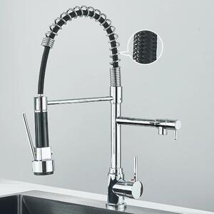 Rubinetto da cucina - Filo d'acqua estraibile a spirale - Miscelatore monocomando - Acqua calda e fredda - Acciaio inossidabile - Cartuccia in Vetroceramica - Montaggio monoforo - Rosso bordeaux