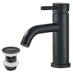 Rubinetto per lavabo - Miscelatore monocomando - Montaggio da appoggio - Montaggio a foro singolo - Acqua calda e fredda - Cartuccia in Vetroceramica - Acciaio inossidabile - Nero opaco