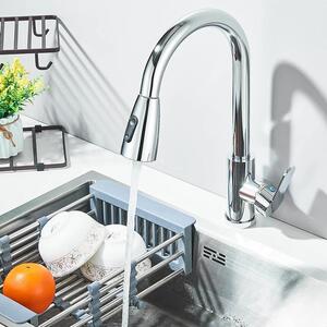 Rubinetto da cucina - Rubinetto estraibile per lavello - Acqua calda/fredda, monocomando, montaggio a foro singolo, bocca orientabile, cartuccia in Vetroceramica, lega di zinco - Bianco