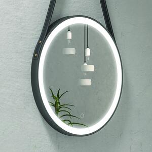 Specchio bagno led rotondo Ø50 cm con laccio colore nero KANA-50 - KAMALU