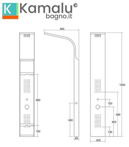 Pannello doccia idromassaggio colore nero Kaman-N7700 - KAMALU