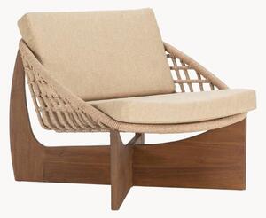 Poltrona da giardino in legno di teak con imbottitura Nathalie