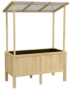 Outsunny Letto rialzato con tetto, fori di drenaggio, fodera in tessuto non tessuto, resistente alle intemperie, legno di abete, 110x60x152 cm | Aosom Italy