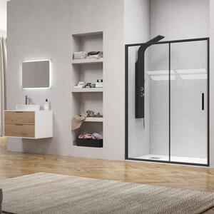 Porta per doccia doccia a nicchia 100cm con anta scorrevole telaio colore nero NICO-D3000 - KAMALU