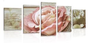 Quadri 5 pezzi – Rosa vintage elegante