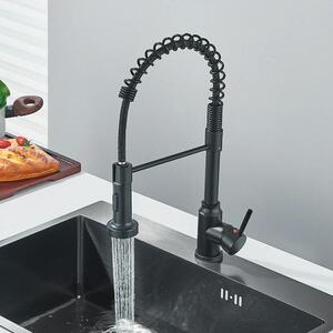 Rubinetto da cucina - Rubinetto a spirale - Miscelatore monocomando - Acqua calda e fredda - Per acqua filtrata - Montaggio a incasso, 1 foro - Bocca orientabile - Nero opaco