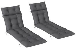 Outsunny Set di 2 cuscini per sdraio cuscino prendisole spesso, confortevole - 6 legacci, 190 x 56 x 10 cm, grigio scuro | Aosom Italy