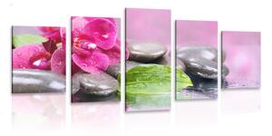 Quadri 5 pezzi – Orchidea con tocco di relax