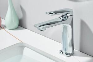Rubinetto per lavabo - Miscelatore monocomando - Modello ribassato - Montaggio da appoggio - Per foro singolo - Acqua calda/fredda - Cartuccia in Vetroceramica - Cromo