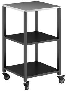 Outsunny Carrello barbecue 3 piani Tavolo con piano in acciaio inossidabile Ruote carrello di servizio mobile 50 x 50 x 90 cm Nero | Aosom Italy