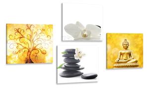 Set di quadri – Feng Shui in bianco e giallo