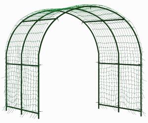 Outsunny Griglia in metallo da infilare resistente alla ruggine, sostegno arcuato per cetrioli 210 x 250 x 216 cm, Verde scuro | Aosom Italy