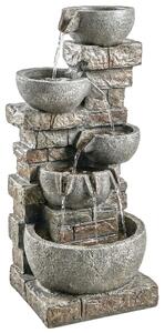 Outsunny Fontana da esterno in resina a cinque livelli, fontana da giardino con illuminazione LED, pompa, effetto pietra 34 x 36 x 80 cm | Aosom Italy