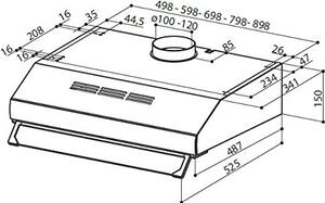 Faber Cappa Cucina Aspirante Sottopensile Incasso Larghezza 90 cm Frontalino in Vetro colore cappa Inox - 300.0557.577 | 2740 X A90