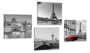 Set di quadri – Parigi con auto rossa retrò