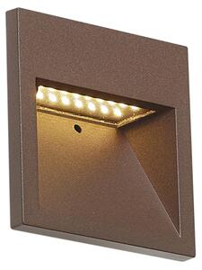 Lampada da parete moderna marrone ruggine quadrata con LED IP54 - Gem