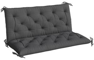 Outsunny Cuscino per Panca da Giardino o per Dondolo da Giardino 120x110x12 cm 2 Posti con 6 Lacci di Fissaggio Nero | Aosom Italy