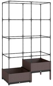 Outsunny Fioriera con Griglia Metallica per Piante Rampicanti 2 Vaschette in PP con Fori di Drenaggio 100x50x174 cm Nero | Aosom Italy