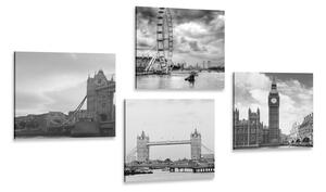 Set di quadri – Londra misteriosa in bianco e nero