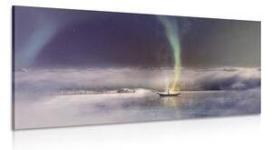 Quadro su tela – Aurora boreale sopra il lago ghiacciato