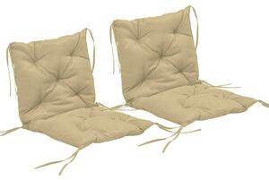 Outsunny Set da 2 cuscini, 98 x 50 cm cuscini per sedia con laccetti, rivestimento in tessuto, 8 cm spessi Khaki | Aosom Italy