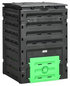 Outsunny Compostiera da giardino 450 L, contenitore per compost da giardino, 80 aperture di aerazione e 2 porte scorrevoli, 69 x 71 x 103 cm, nero | Aosom Italy