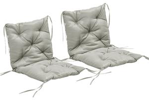 Outsunny Set da 2 cuscini per sedia, 98 x 50 cm, cuscini con lacci, rivestimento in tessuto, spessore 8 cm, Grigio chiaro | Aosom Italy