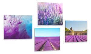 Set di quadri – Lavanda con astrazione