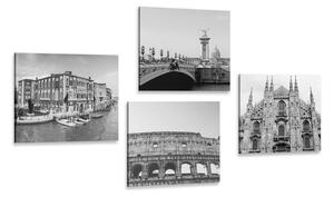 Set di quadri – Città storiche in bianco e nero