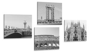 Set di quadri – Città in bianco e nero