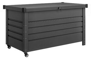 Outsunny Cassa 350L, Box Metallo con Coperchio Bloccabile, Ruote, Maniglie Laterali, Grigio | Aosom Italy