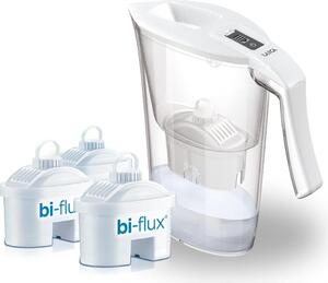 LAICA Caraffa Filtrante Capacit 2,3 Litri con 3 Filtri Bi Flux colore White e Clear serie 3000 - J9082