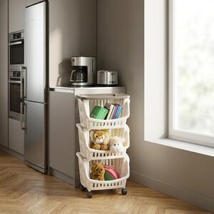 Bama Carrello Cucina Portafrutta Portatutto Multiuso in Plastica colore Tortora Bianco